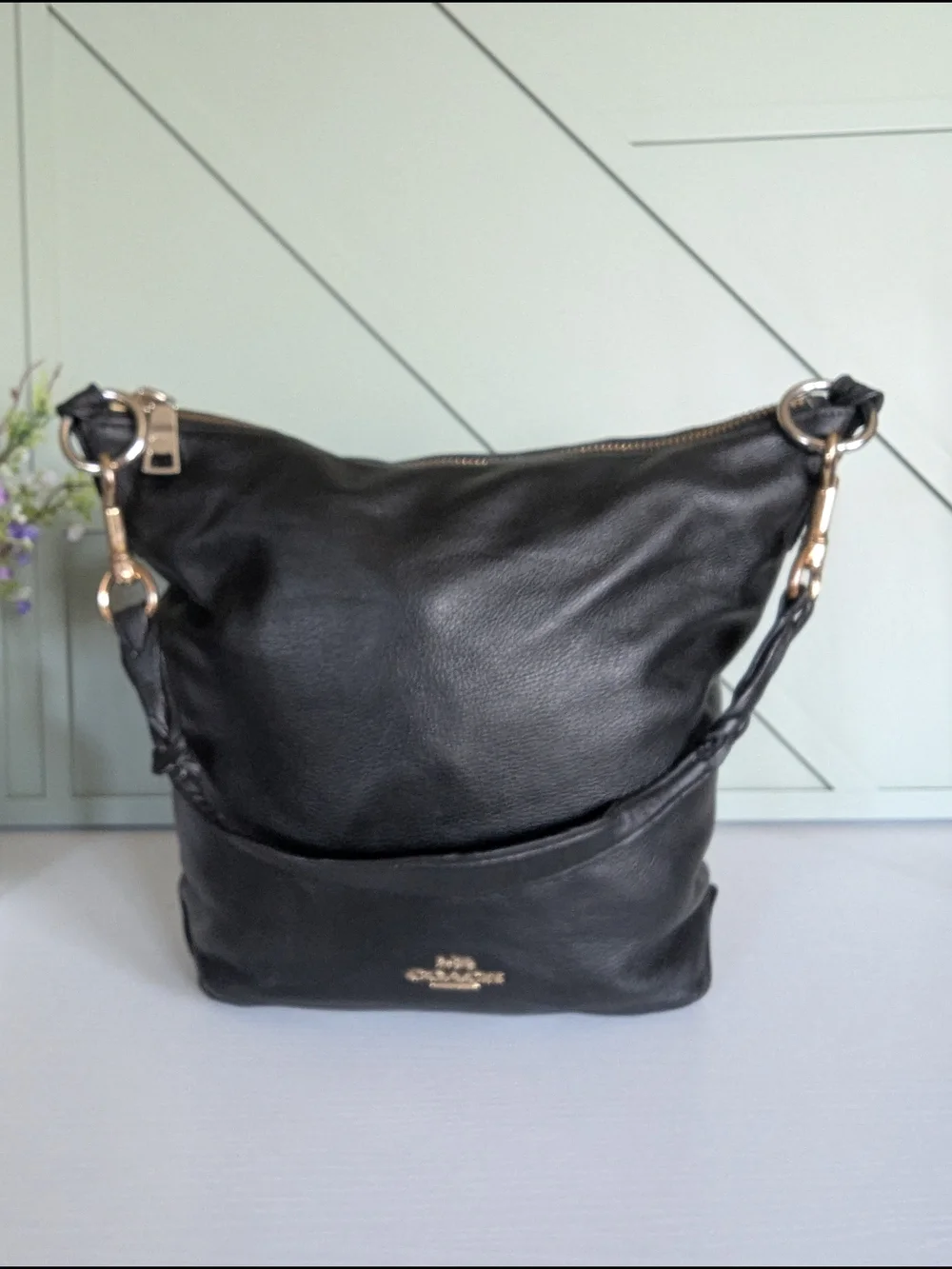 Coach Black Leather Hobo Bag